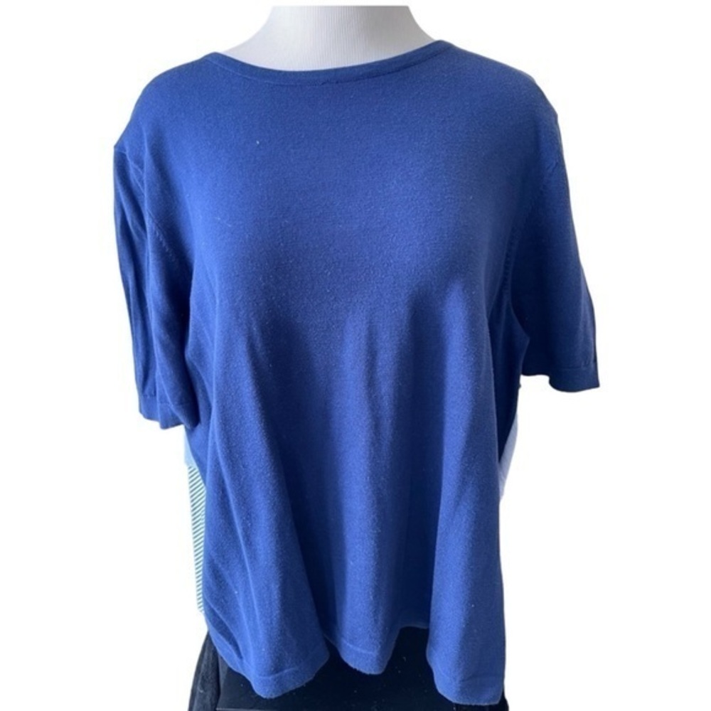 VINEYARD VINES‎ Lightweight Shortsleeve Navy Sweater Ruffle Tiered Size XL